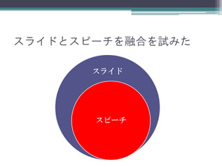 スライドとスピーチを融合を試みた
スライド
スピーチ
 