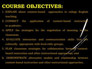 Centent Based Approach Introduction to Approaches to English Language Teaching | PPTX