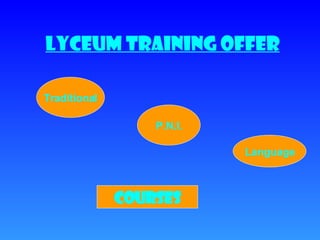 Lyceum Training offer Traditional P.N.I. Language COURSES 