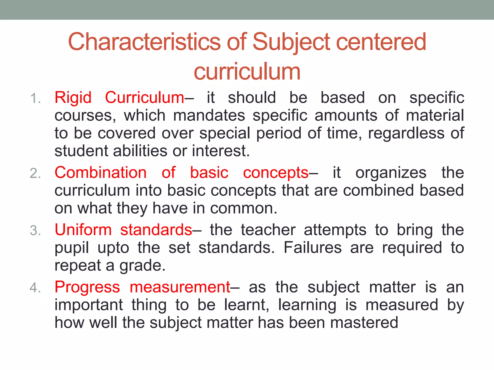 Subject Centred Curriculum Pptx