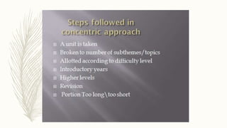 Approaches for curriculum organization