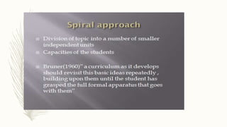 Approaches for curriculum organization