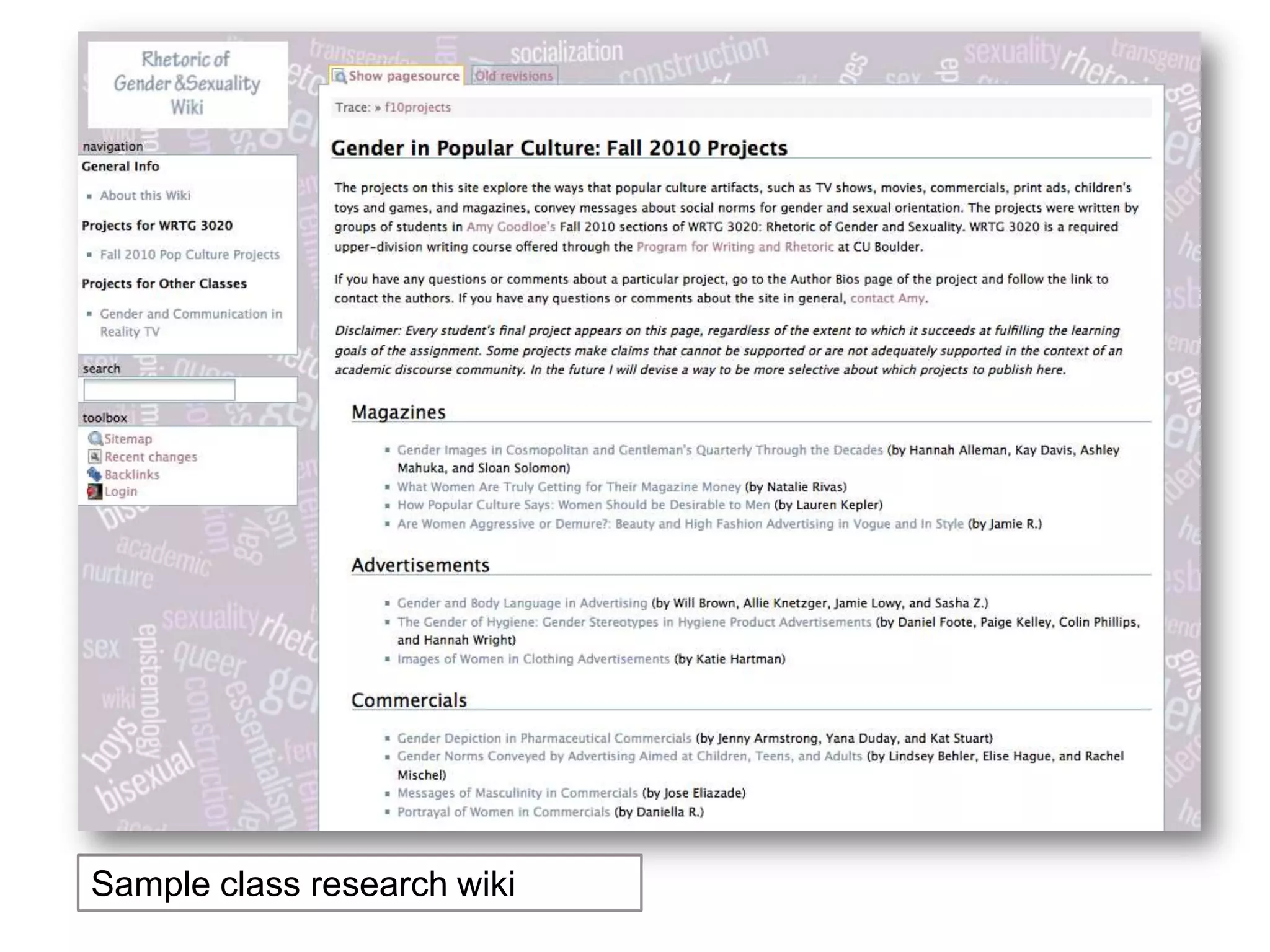 Sample class research wiki
 