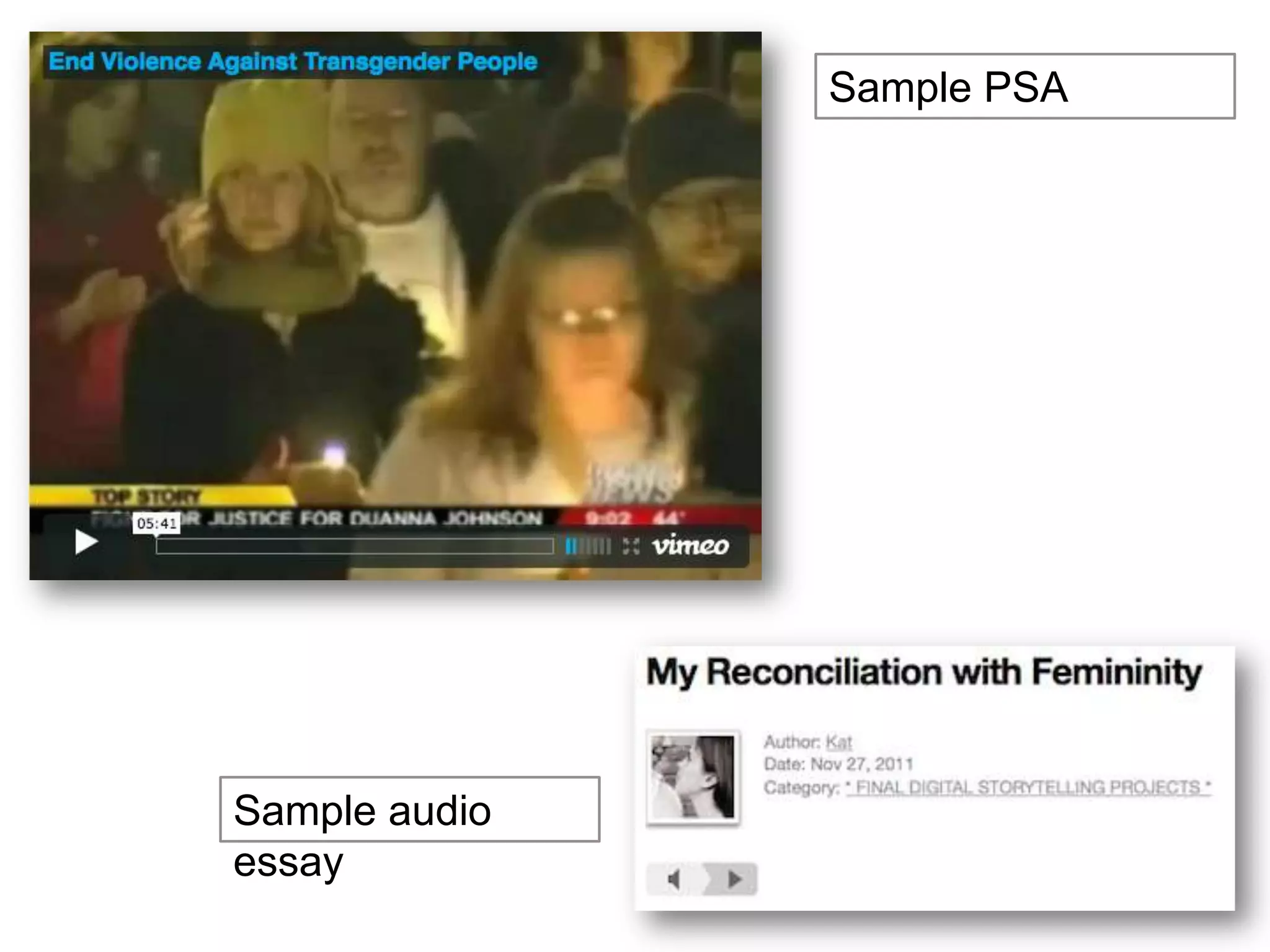 Sample PSA




Sample audio
essay
 