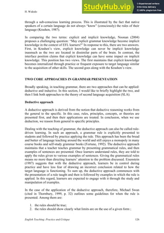 Approaches And Procedures For Teaching Grammar | PDF
