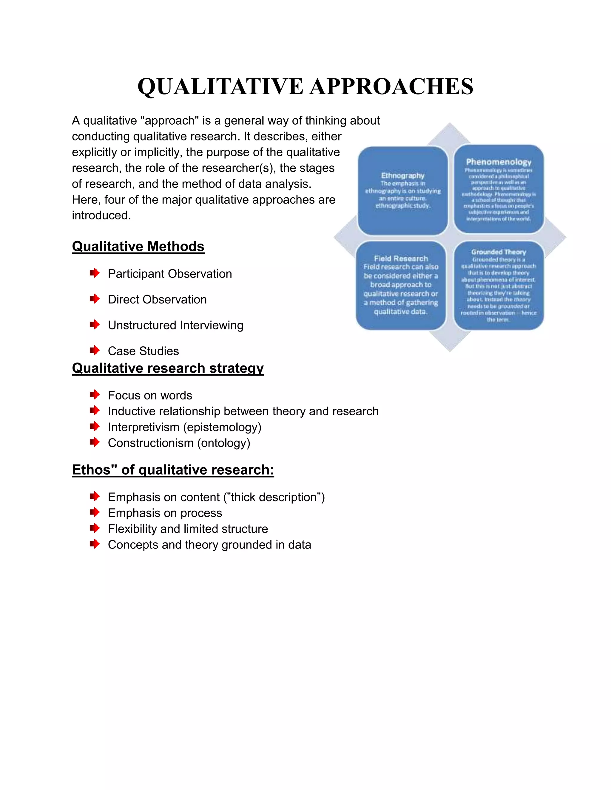 Constructionism (ontology)‏ Ethos\"
 of qualitative research: <br />Emphasis on content (”thick description”)