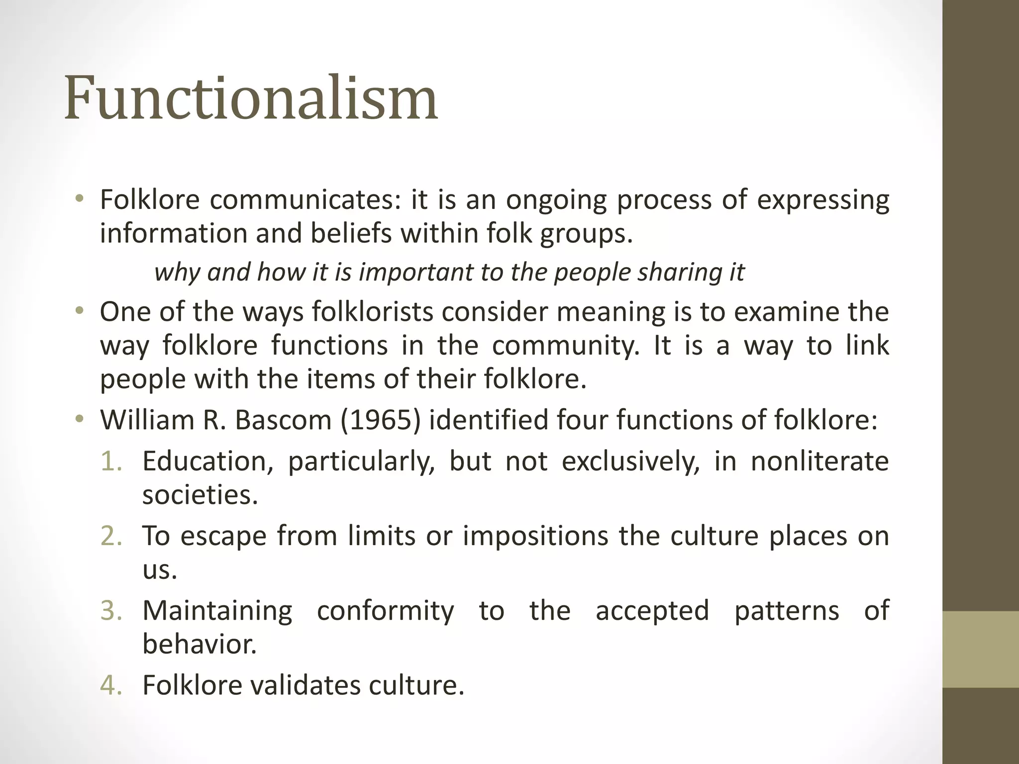 Approaches to interpreting folklore | PPTX