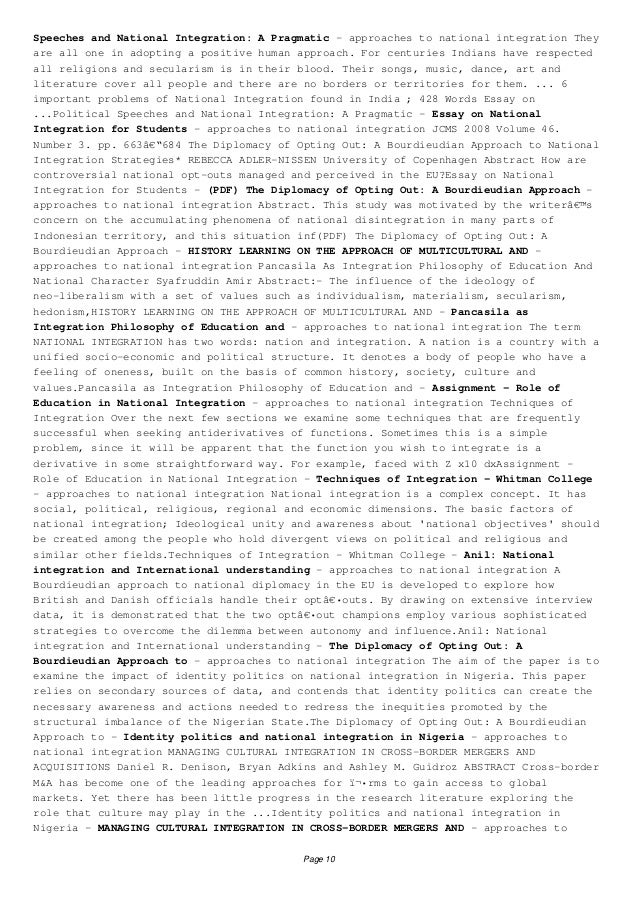 National integration essay