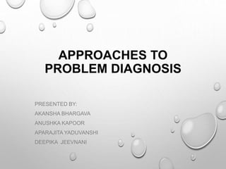 APPROACHES TO
PROBLEM DIAGNOSIS
PRESENTED BY:
AKANSHA BHARGAVA
ANUSHKA KAPOOR
APARAJITA YADUVANSHI
DEEPIKA JEEVNANI
 
