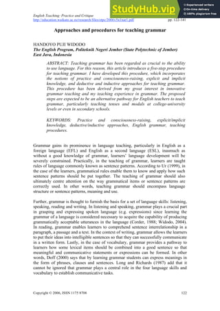 Approaches To Teaching Grammar | PDF