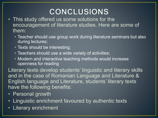 Approaches to teaching literature in efl classrooms