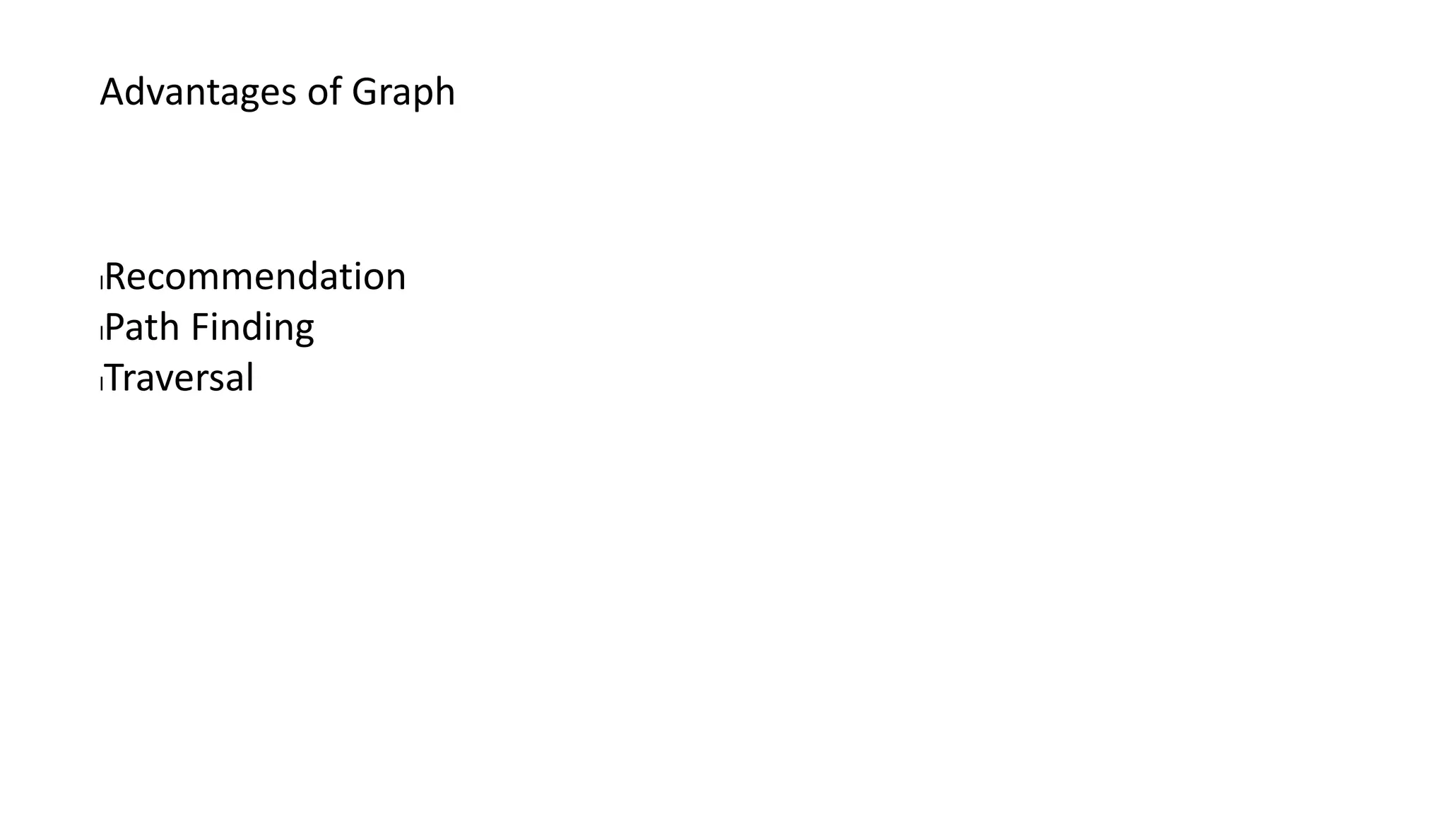 Advantages of Graph
lRecommendation
lPath Finding
lTraversal
 