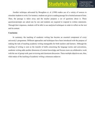 Approaches To The Teaching Of Academic Writing | PDF