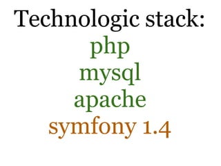 Technologic stack:
      php
     mysql
     apache
   symfony 1.4
 