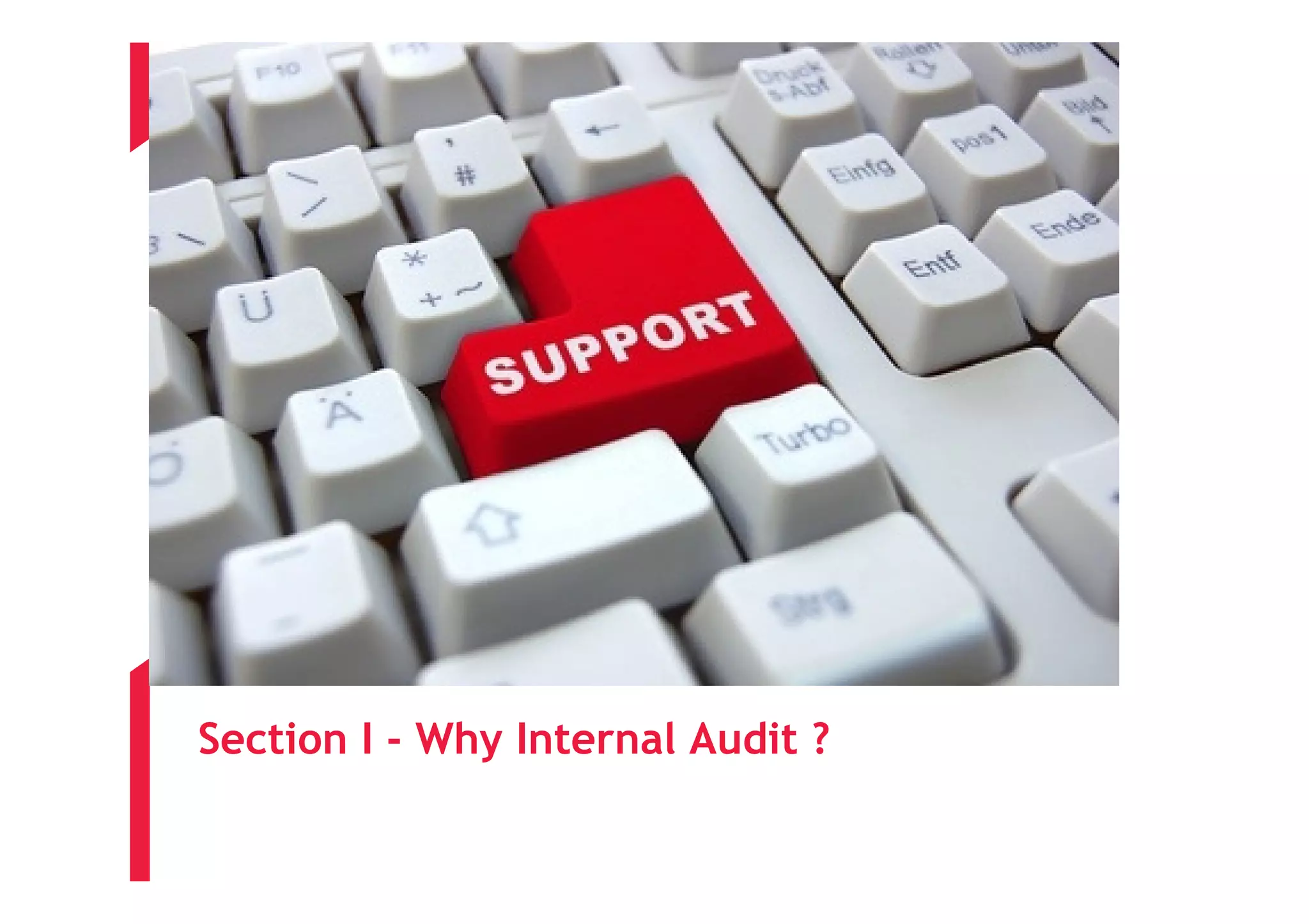 Section I - Why Internal Audit ?
 