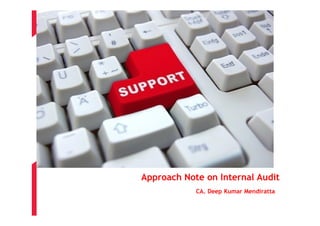 Approach Note on Internal Audit
            CA. Deep Kumar Mendiratta
 