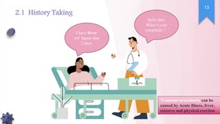 Hello dair,
What’s your
complaint ?
I have fever
rof hguoc dna
2 days
Transtent proteinuria can be
caused by Acute illness, fever,
seizures and physical exertion
13
2.1 History Taking
 