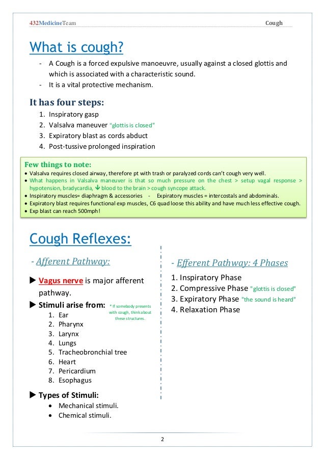 Approach patient with cough