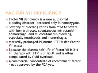 Approach to bleeding disorder (coagulation defects) in children | PPTX