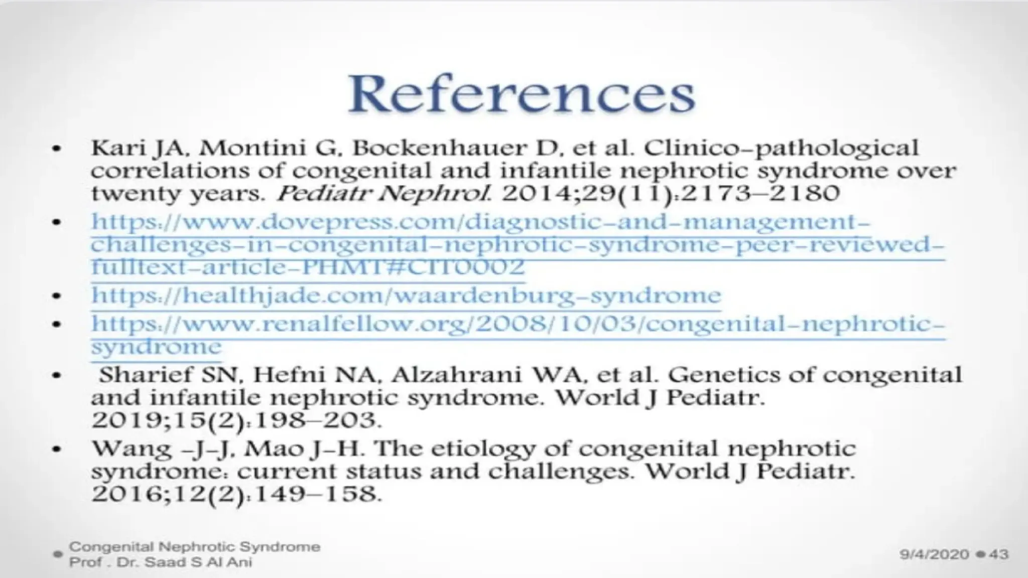 Api Samreena Approach to congenital nephrotic syndrome in child Samreena abid G18.pptx