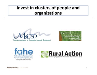Invest in clusters of people and 
          organizations




| Financial Assets| US, 2010        10
 