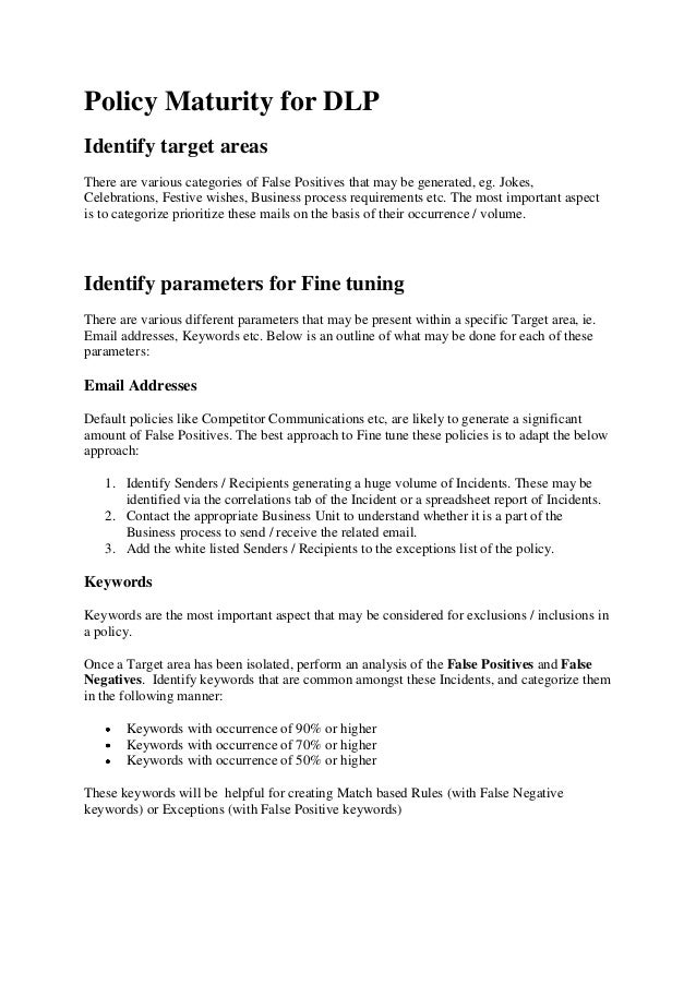 approach to fine tune dlp policies dlp policies