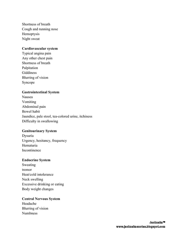 Approach To History Taking In Internal Medicine Posting