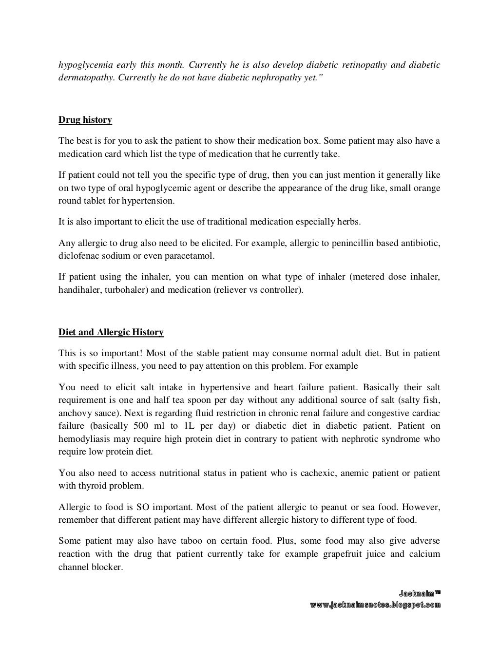 Approach To History Taking In Internal Medicine Posting