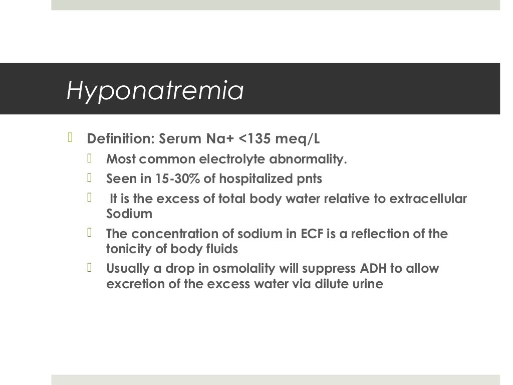 Approach to hyponatremia