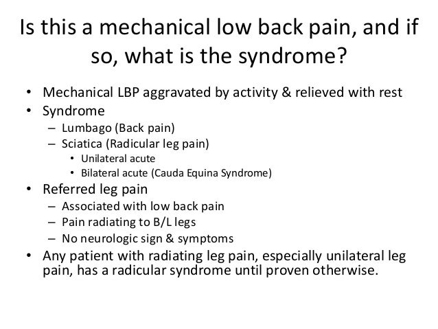 Approach to low back pain