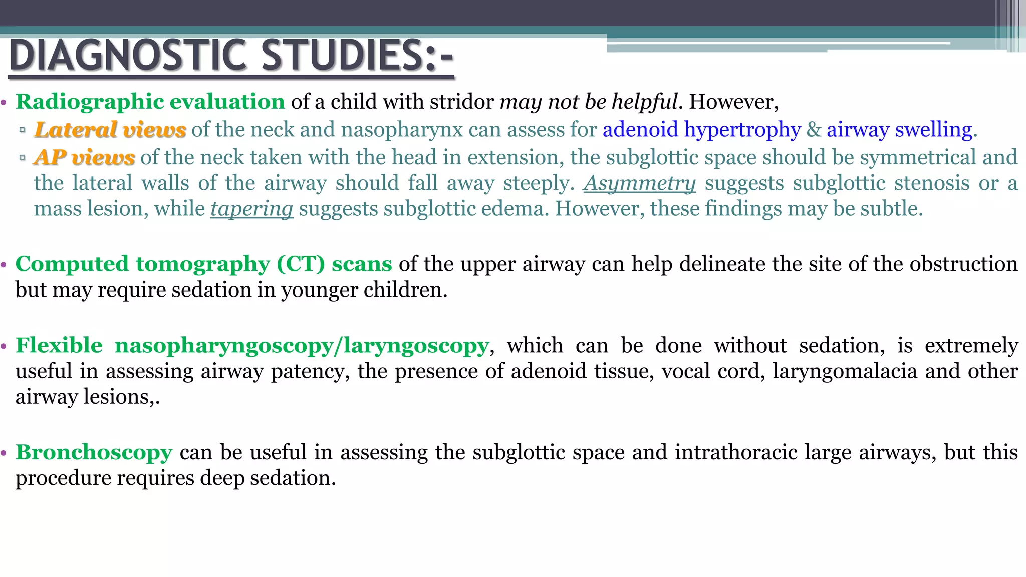 Approach to non-infectious Upper Airway Obstruction "Stridor" in ...