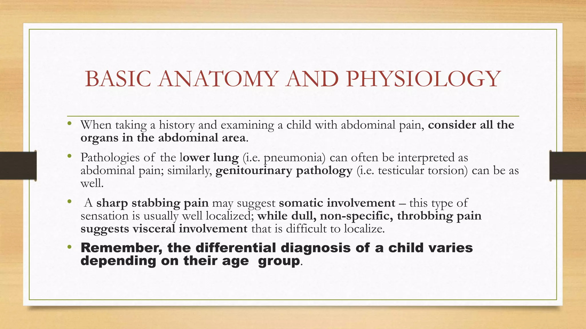 Approach to pediatric abdominal pain