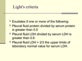 approach to pleural effusion: clinical presentation, diagnosis, and ...
