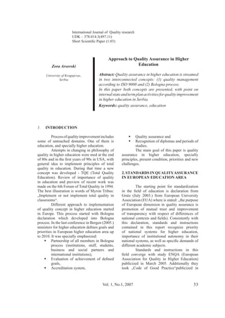 !Approach to quality assurance in higher education | PDF