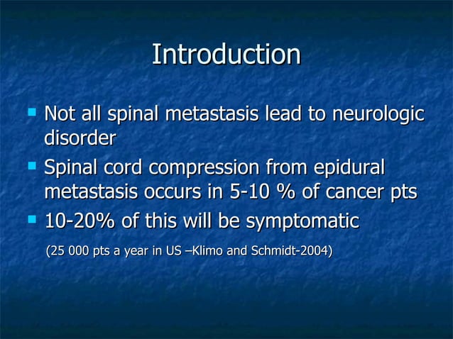 Approach To Spinal Metastasis | PPT | Physical Therapy | Wellness