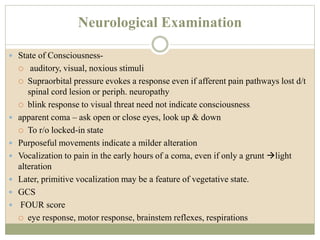 Approach to stupor and coma | PPT