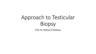 Approach to Testicular
Biopsy
Prof. Dr. Nafissa El Badawy
 