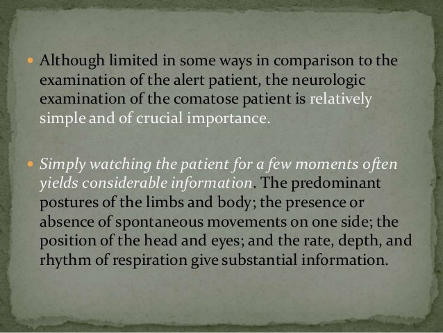 Approach To The Comatose Patient Approach To The Comatose Patient