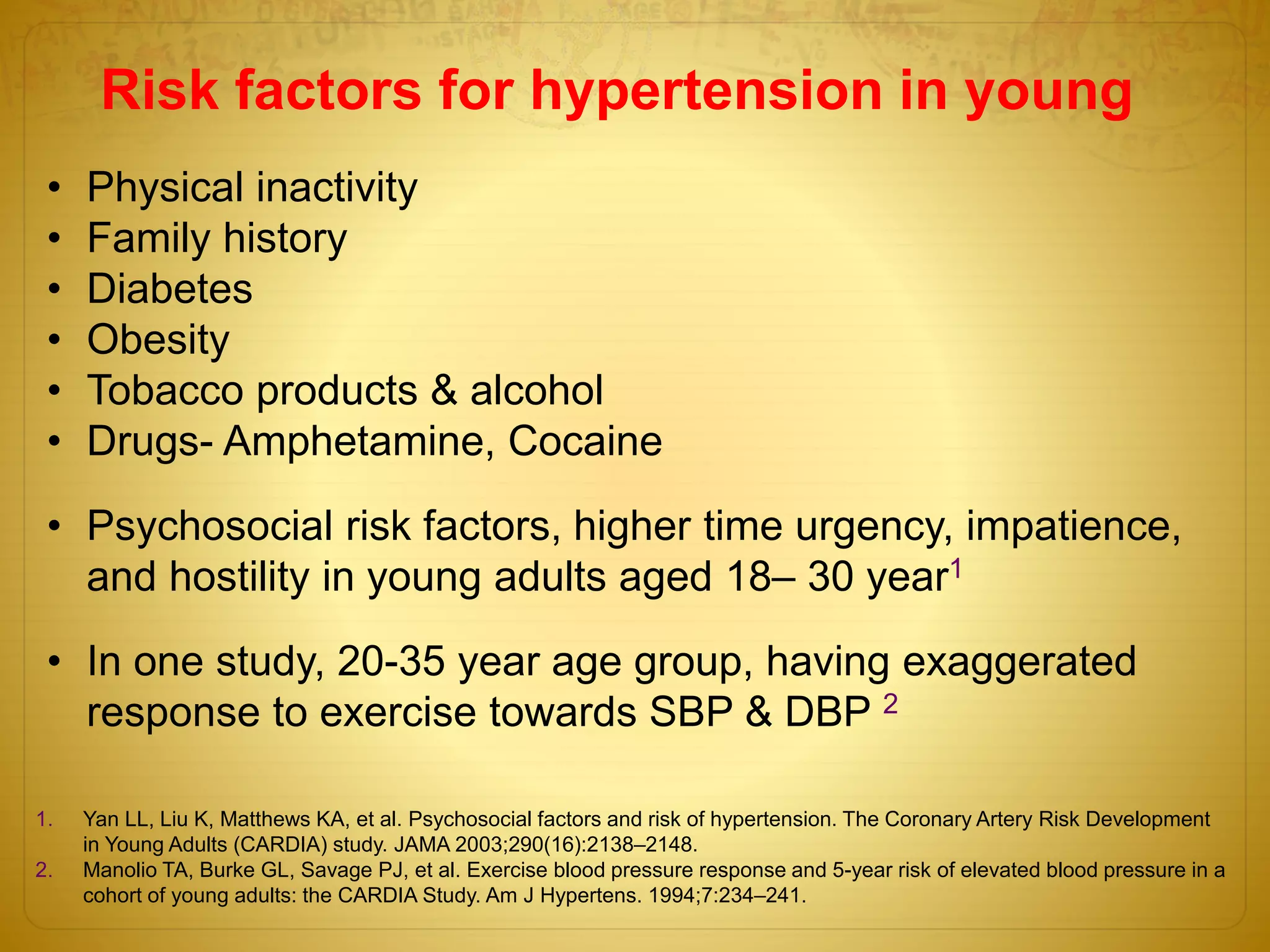 Approach to young hypertensive patients | PPTX