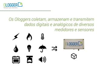 Os Ologgers coletam, armazenam e transmitem
dados digitais e analógicos de diversos
medidores e sensores
 