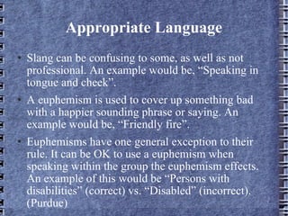 Language Appropriacy Examples Appropriate Language | PPT