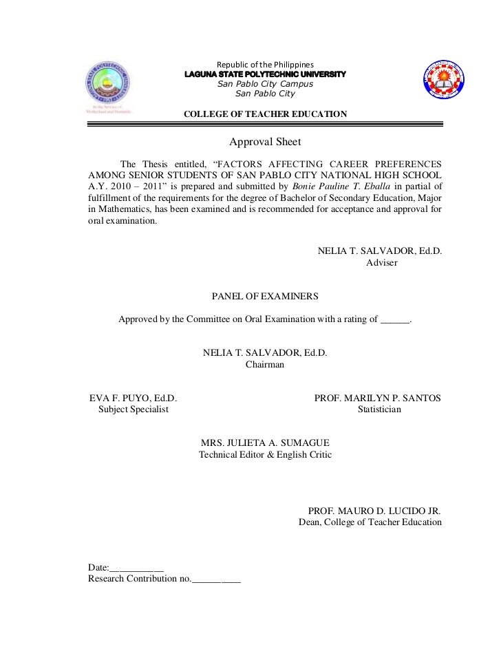 Dissertation approval sheet