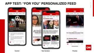 X21
7
APP TEST: “FOR YOU” PERSONALIZED FEED
Test VariationControl Preview
 