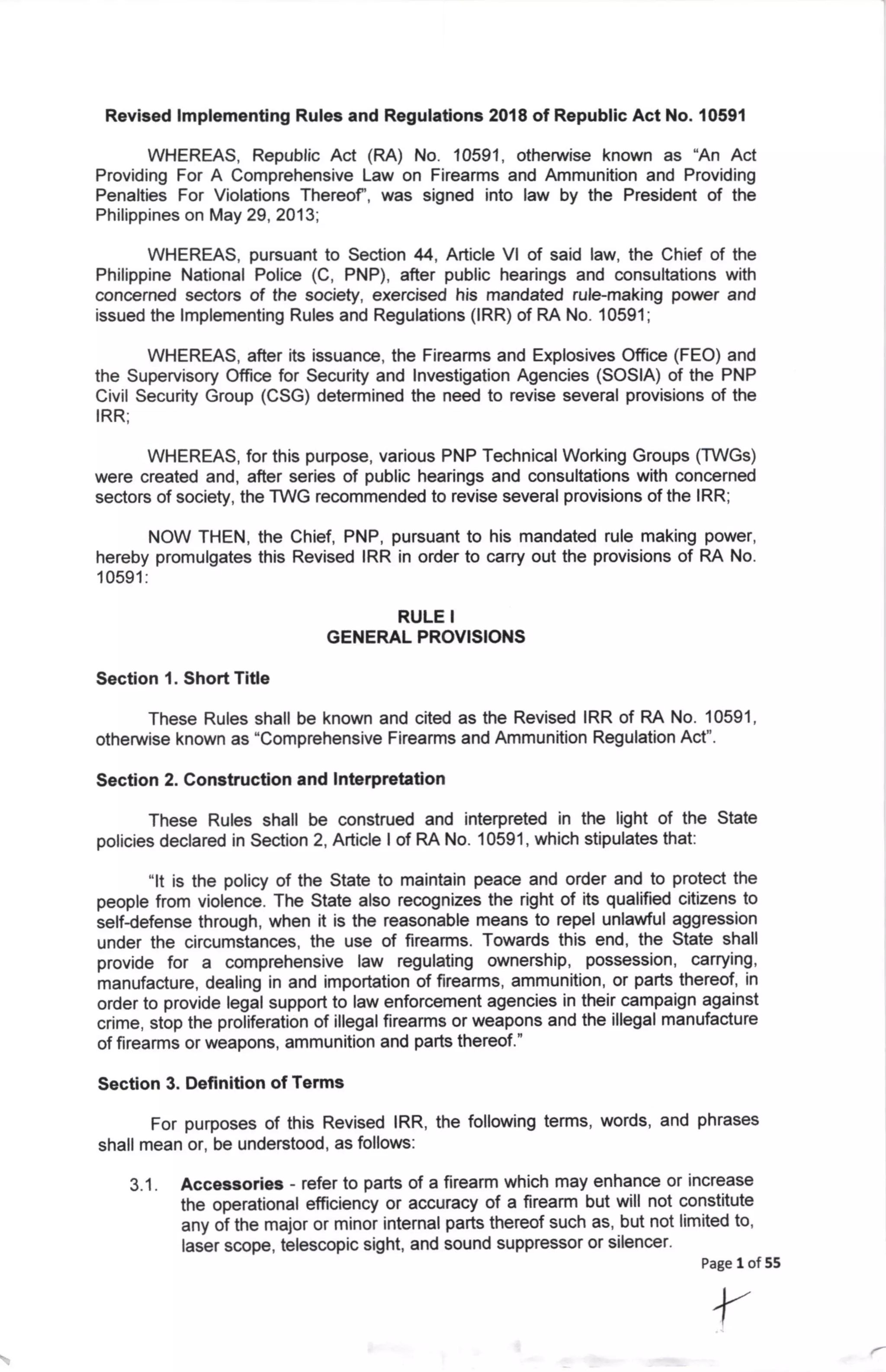 RA 10591 IRR 2018 | PDF