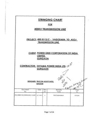 Stringing Chart for 400 KV D/C Quad Transmission Line