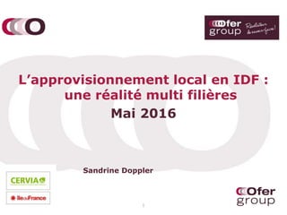 1
L’approvisionnement local en IDF :
une réalité multi filières
Mai 2016
Sandrine Doppler
 