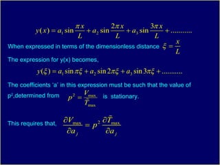 The coefficients ‘a’ in this expression must be such that the value of  p 2 ,determined from  When expressed in terms of the dimensionless distance The expression for y(x) becomes, is  stationary.  This requires that, 