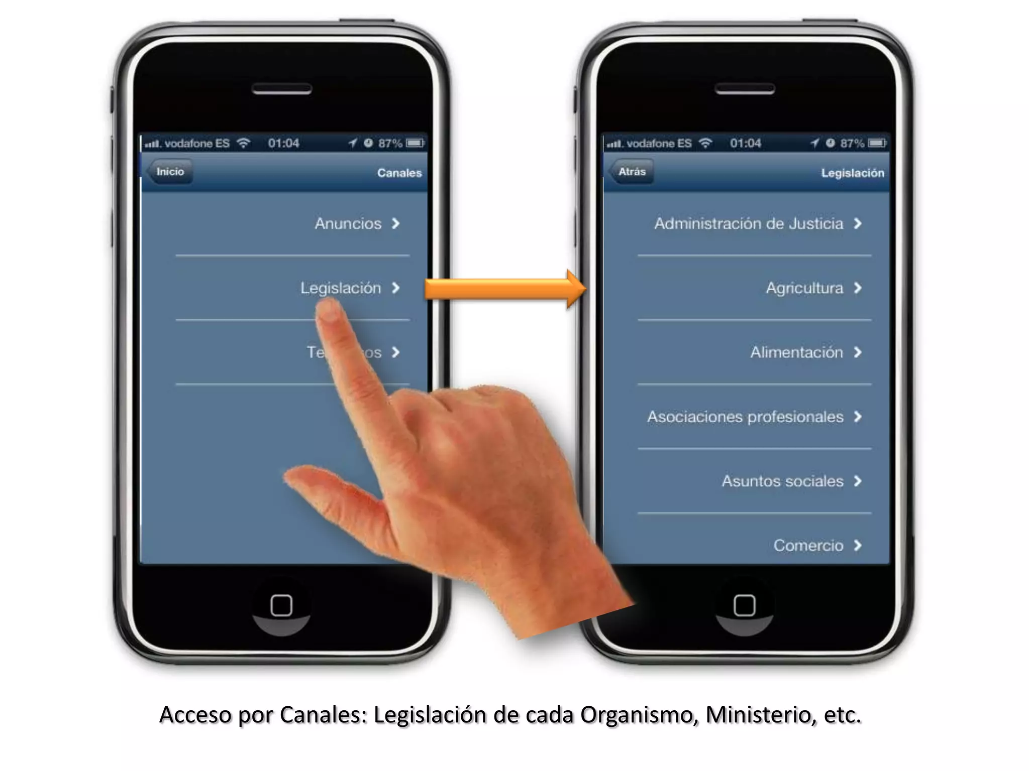 Acceso por Canales: Legislación de cada Organismo, Ministerio, etc.