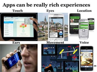 TouchApps can be really rich experiencesTouchLocationEyesMovementVoiceEars