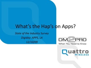 What’s the Hap’s on Apps? State of the Industry Survey Digiday: APPS, LA 12/10/09 
